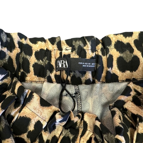 Zara Shorts Paper Bag Waist High Rise Animal Print Size XS - Picture 8 of 9